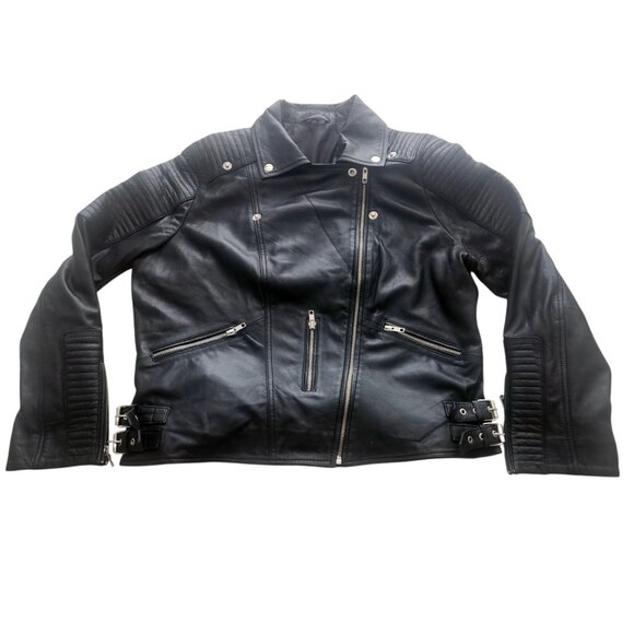 Echtes Leder Motorcycle Biker Leather Jacket Black - Picture 1 of 10